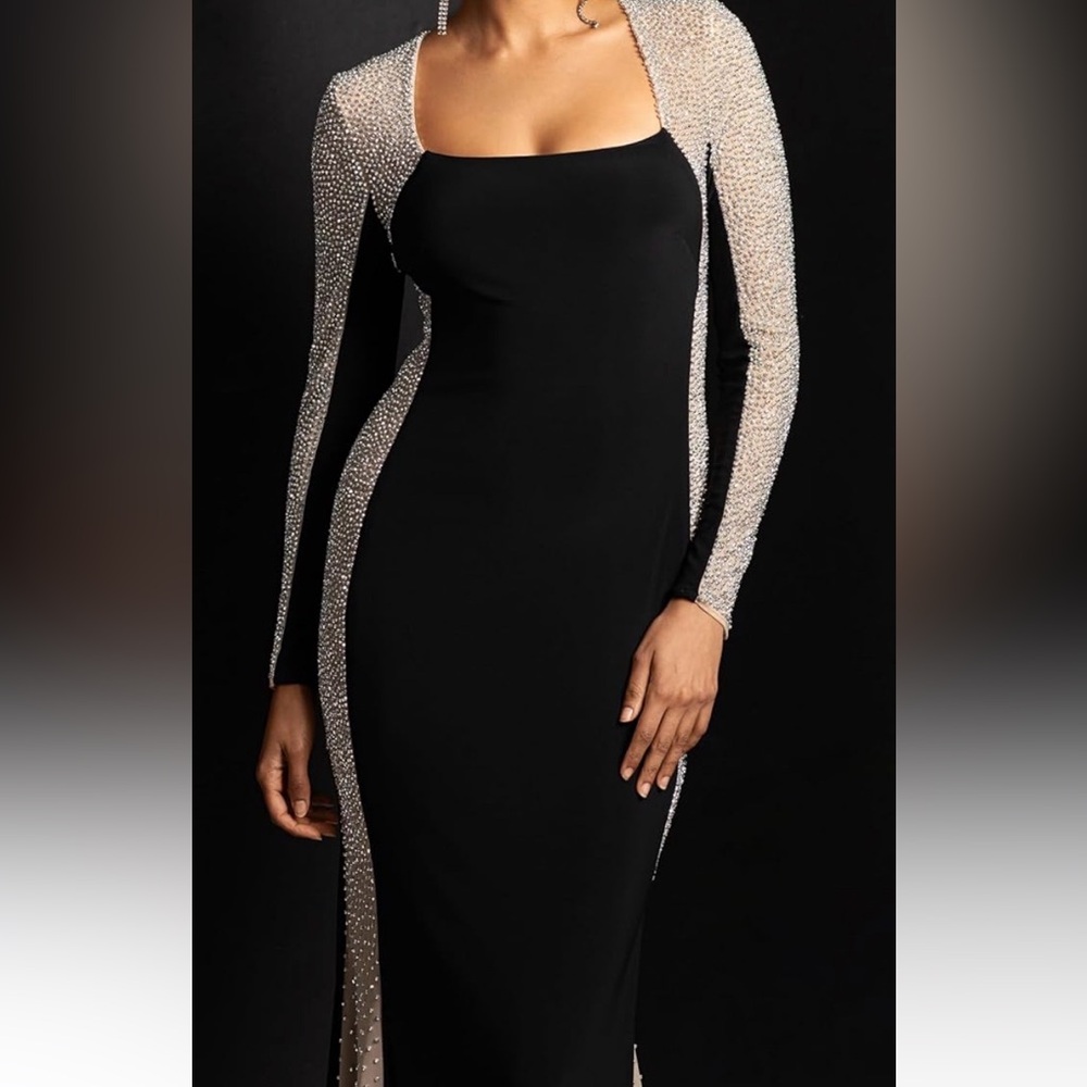 Xscape Black Dress with Silver Accents